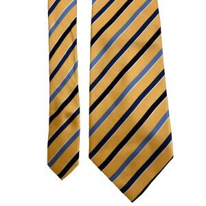 Geoffrey Beene Neck Tie Yellow Striped Career 100% Silk Men's
